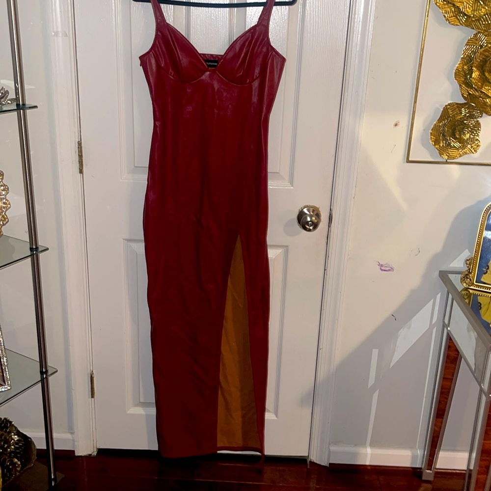 Wine red dress with slit on left side absolutely gorgeous dress